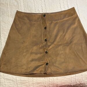 Kendall and Kylie Tan Button-Front Suede Skirt, Medium NWOT
